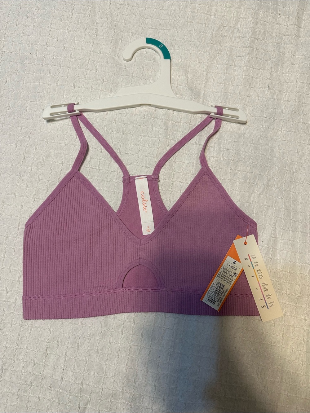Colsie Lace-Free Ribbed Bralette in Lavender Pink Sz Small